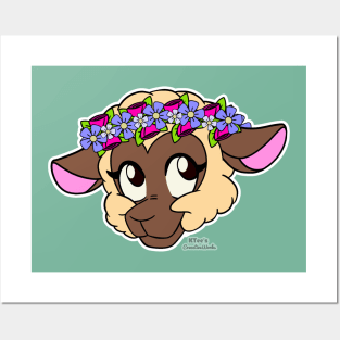 Sweet Sheep - Mixed Flower Crown (Chocolate) Posters and Art